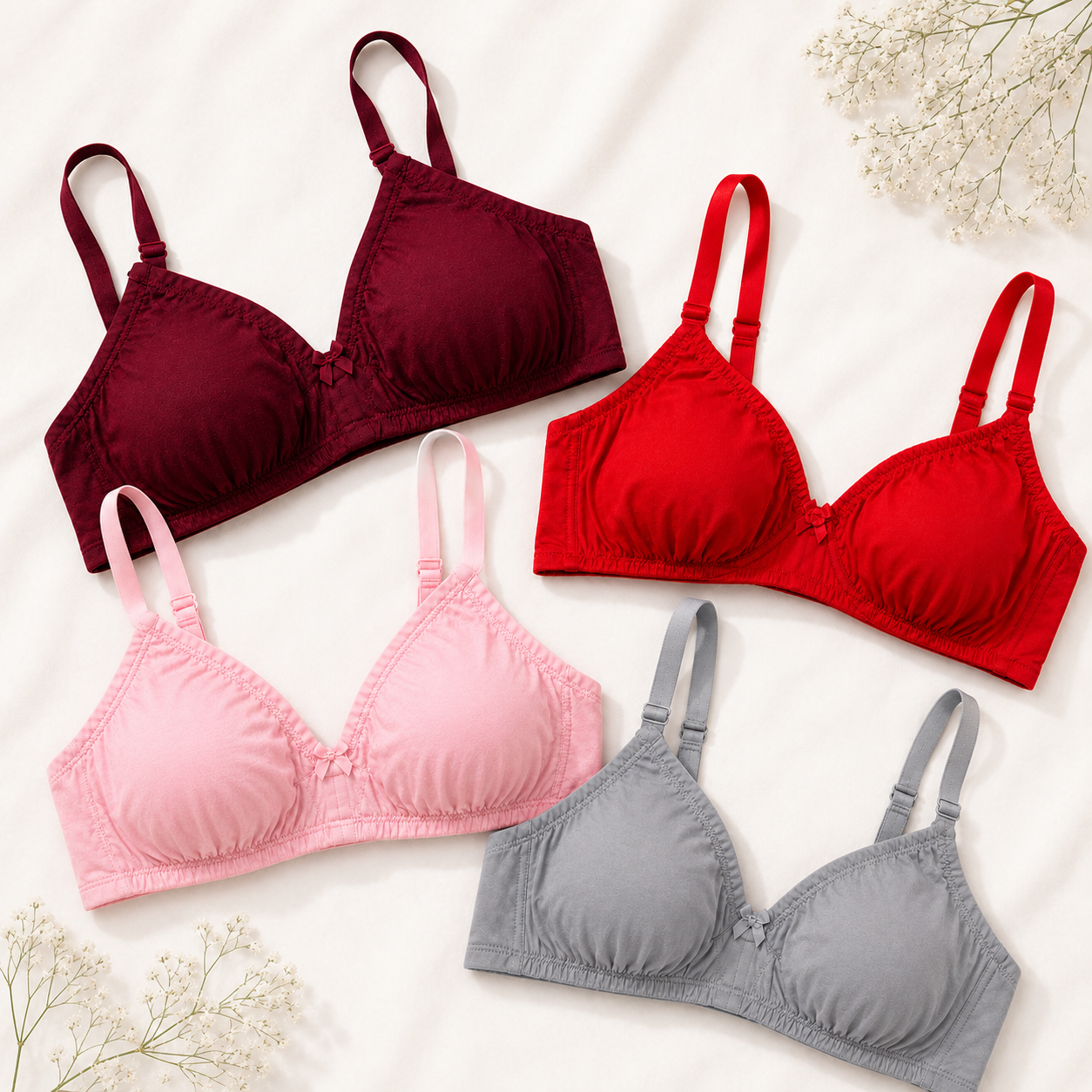 Pack of 4 Cotton Bras – Everyday Comfort Bundle