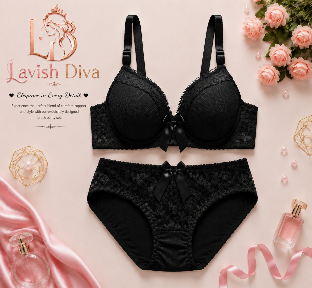 Lavish Diva Noir Lace Set