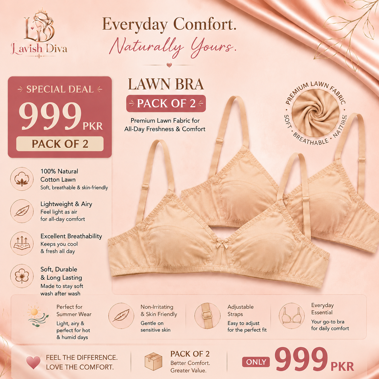 Lawn Bra Pack of 2