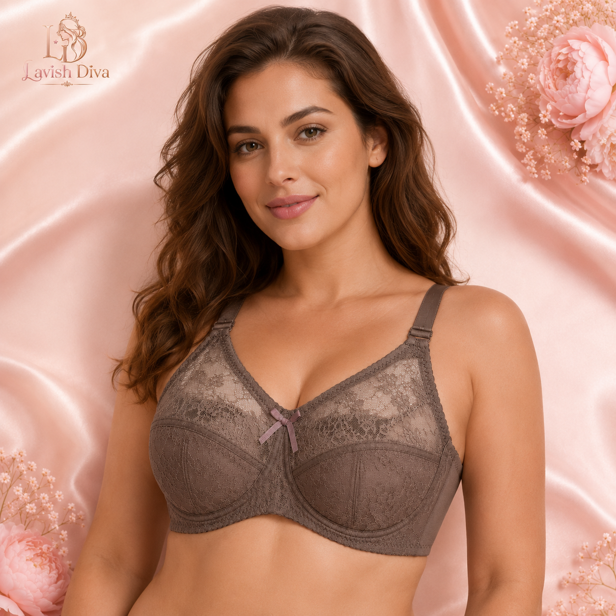 Full Coverage Lace Bra for Women – Wire-Free Support, Wide Side Wings, Adjustable Straps, Breathable Comfort Bra (Sizes 36–46)